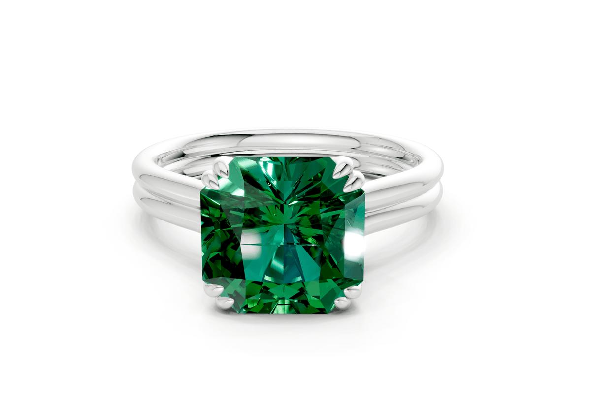 Audrey Emerald Gemstone Solitaire Radiant Squareuare Cut 3.1mm Engagement Ring