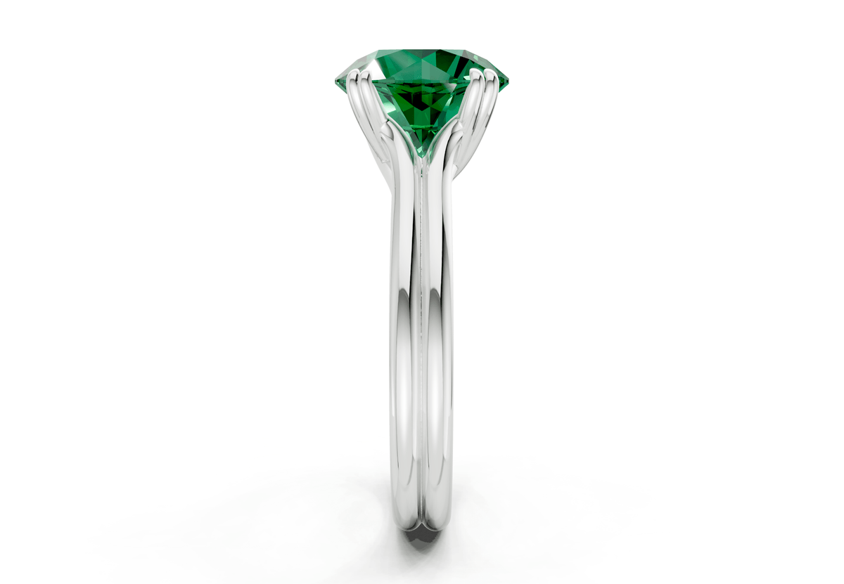 Audrey Emerald Gemstone Solitaire Round Cut 3.1mm Engagement Ring