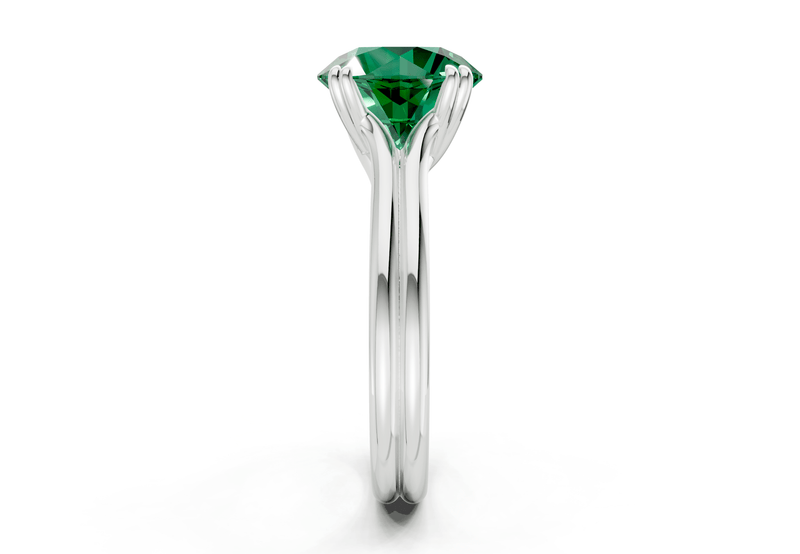 Audrey Emerald Gemstone Solitaire Round Cut 3.1mm Engagement Ring - Ring Premier