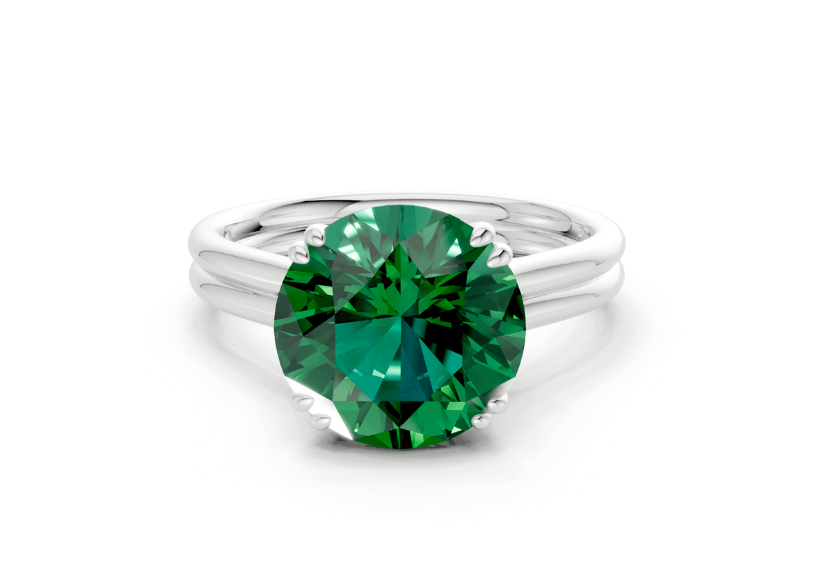 Audrey Emerald Gemstone Solitaire Round Cut 3.1mm Engagement Ring