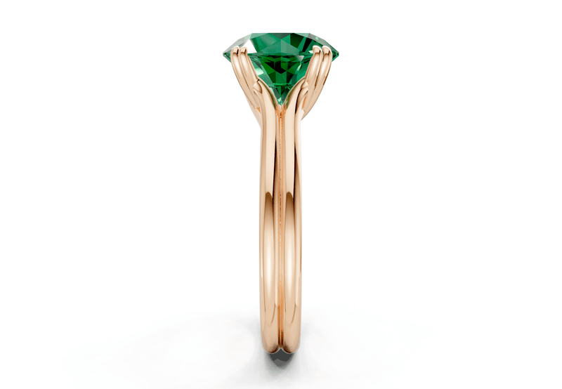 Audrey Emerald Gemstone Solitaire Round Cut 3.1mm Engagement Ring - Ring Premier