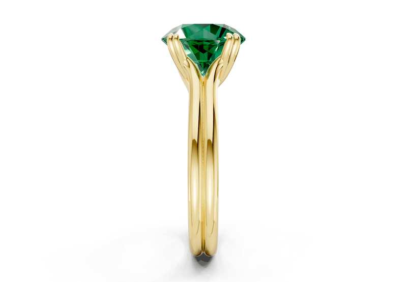 Audrey Emerald Gemstone Solitaire Round Cut 3.1mm Engagement Ring - Ring Premier