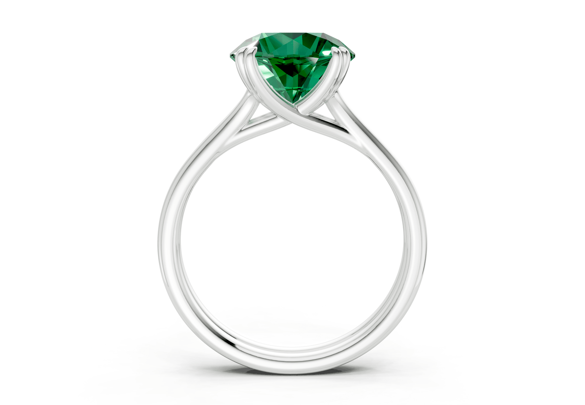 Audrey Emerald Gemstone Solitaire Round Cut 3.1mm Engagement Ring