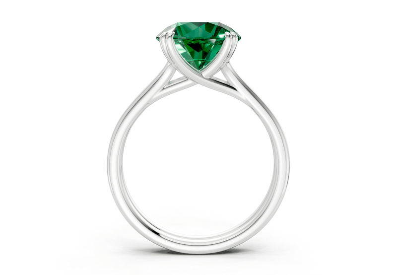 Audrey Emerald Gemstone Solitaire Round Cut 3.1mm Engagement Ring - Ring Premier