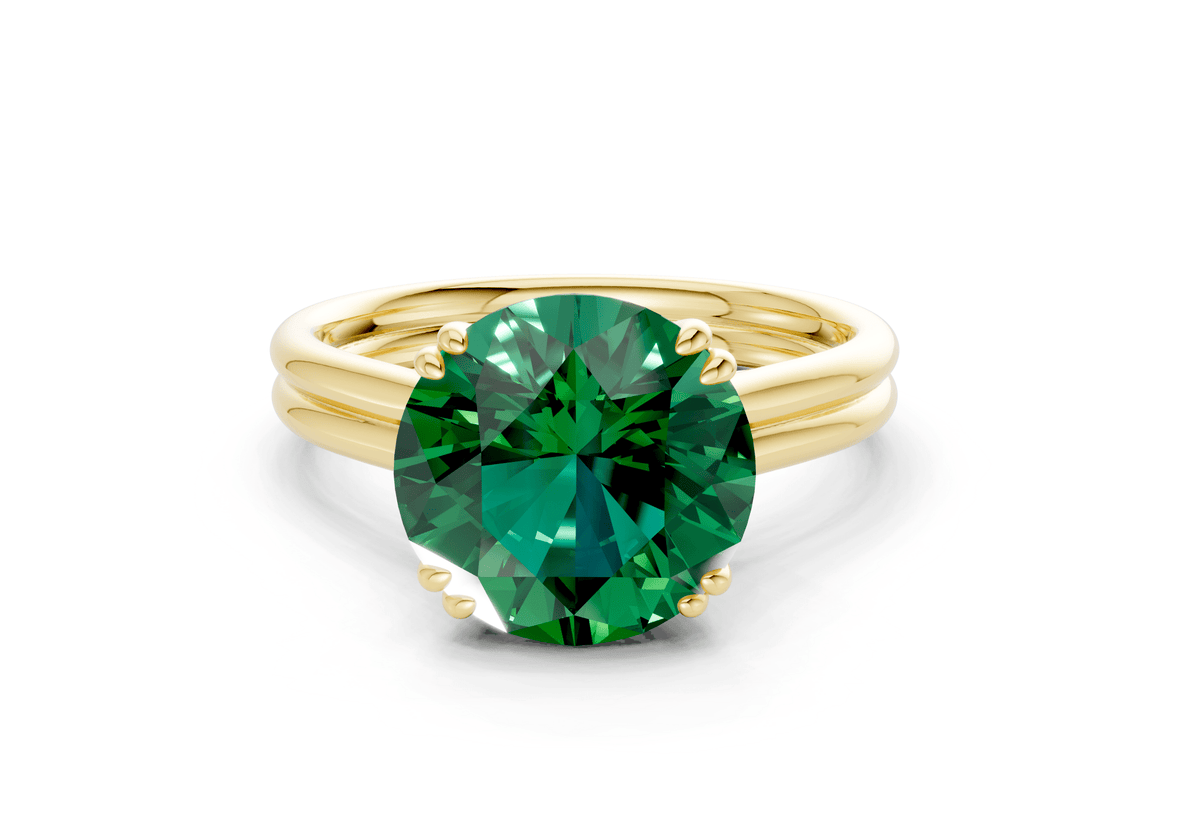Audrey Emerald Gemstone Solitaire Round Cut 3.1mm Engagement Ring