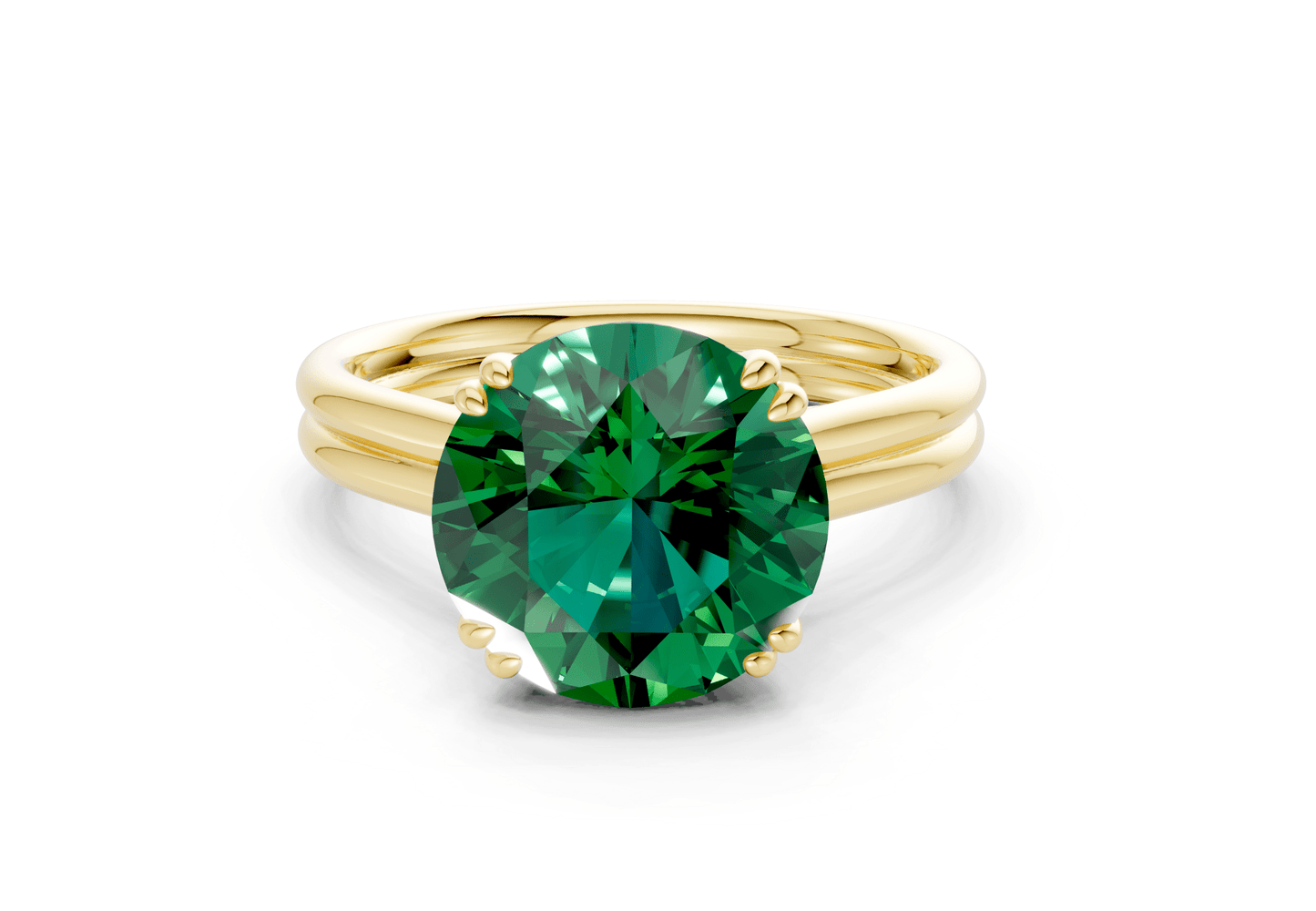 Audrey Emerald Gemstone Solitaire Round Cut 3.1mm Engagement Ring - Ring Premier