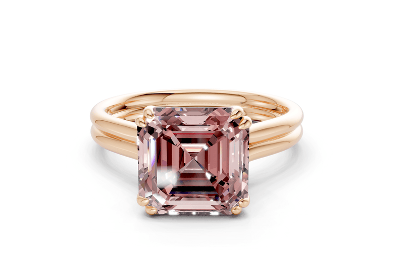 Audrey Pink Diamond Solitaire Asscher Cut 3.1mm Engagement Ring - Ring Premier