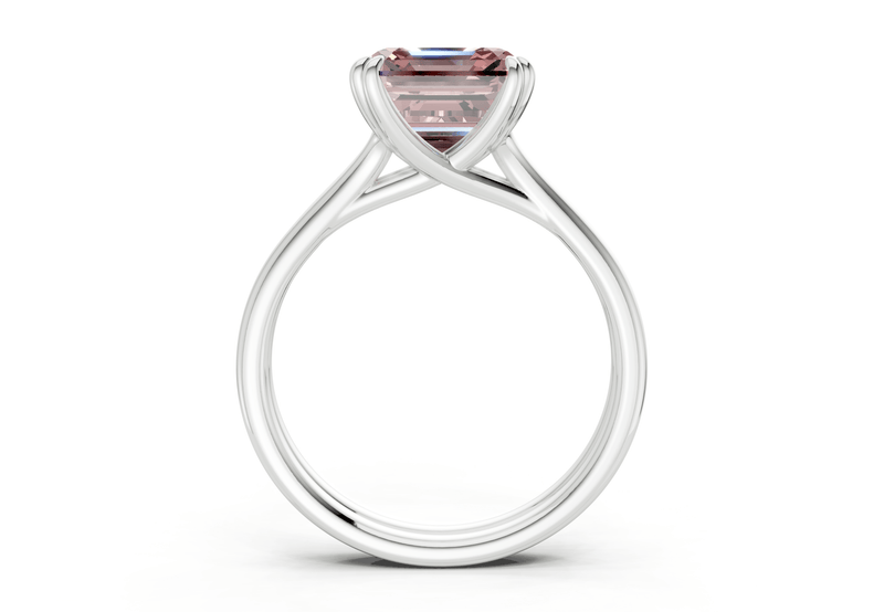 Audrey Pink Diamond Solitaire Asscher Cut 3.1mm Engagement Ring - Ring Premier