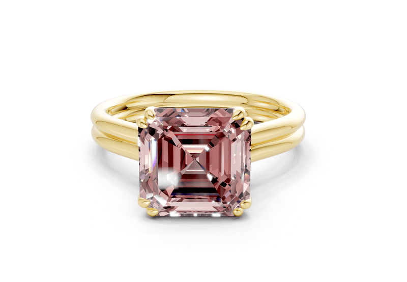 Audrey Pink Diamond Solitaire Asscher Cut 3.1mm Engagement Ring