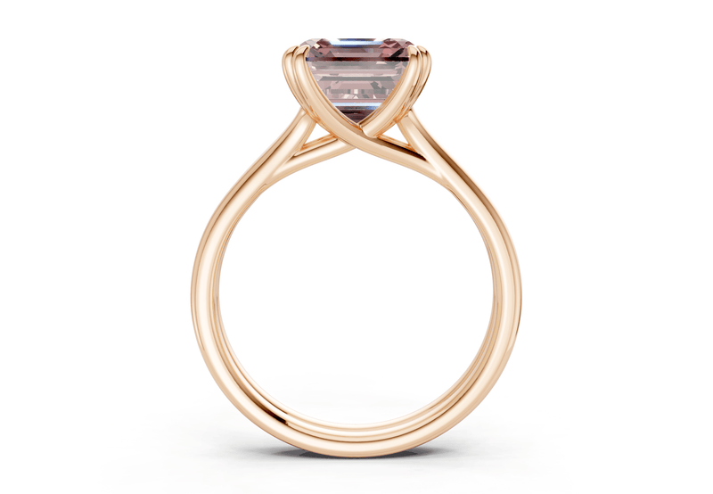 Audrey Pink Diamond Solitaire Asscher Cut 3.1mm Engagement Ring - Ring Premier