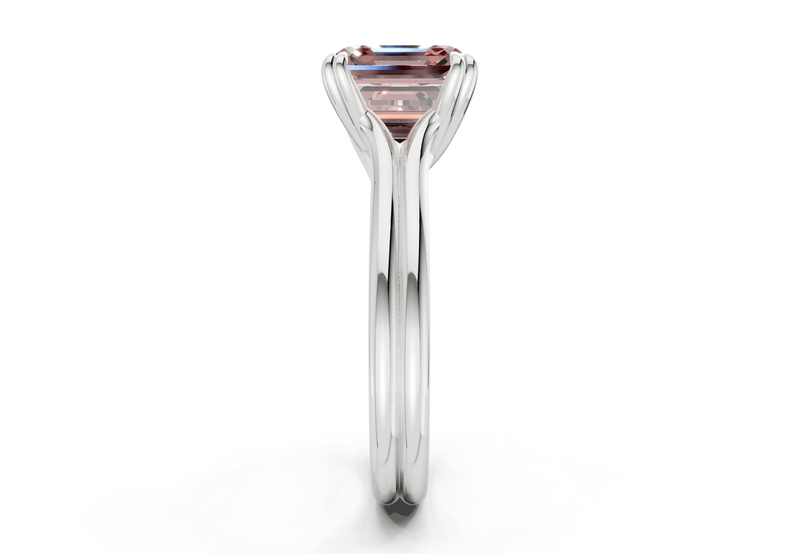 Audrey Pink Diamond Solitaire Asscher Cut 3.1mm Engagement Ring - Ring Premier