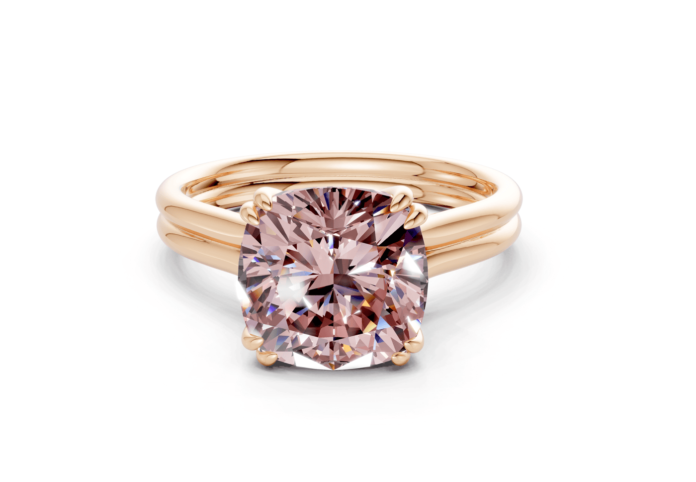 Audrey Pink Diamond Solitaire Cushion Squareuare Cut 3.1mm Engagement Ring