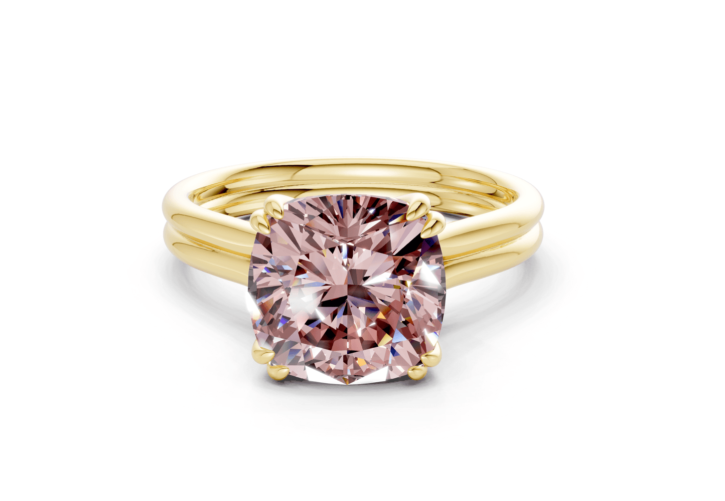 Audrey Pink Diamond Solitaire Cushion Squareuare Cut 3.1mm Engagement Ring - Ring Premier