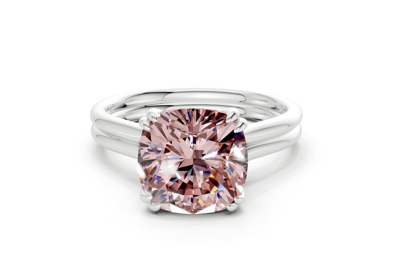 Audrey Pink Diamond Solitaire Cushion Squareuare Cut 3.1mm Engagement Ring
