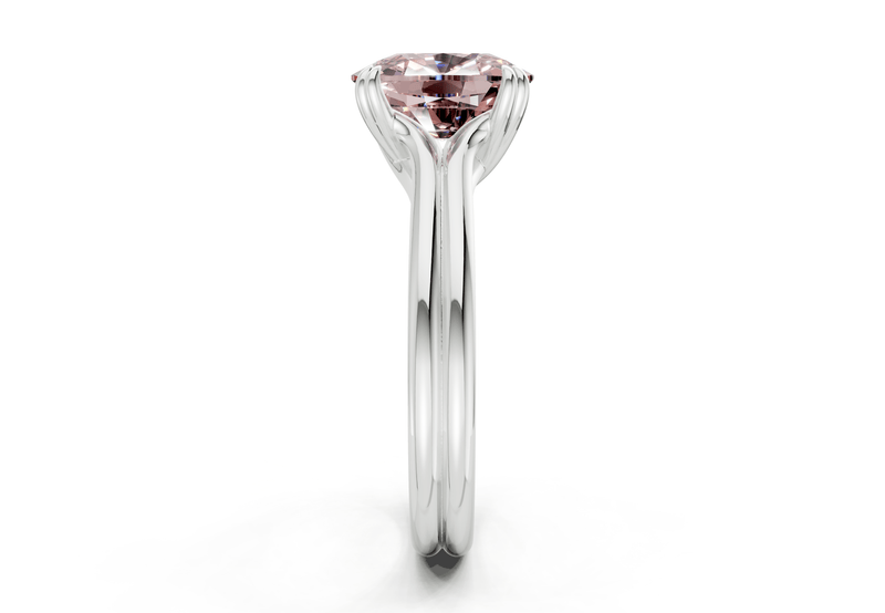 Audrey Pink Diamond Solitaire Elongated Cushion Cut 3.1mm Engagement Ring - Ring Premier
