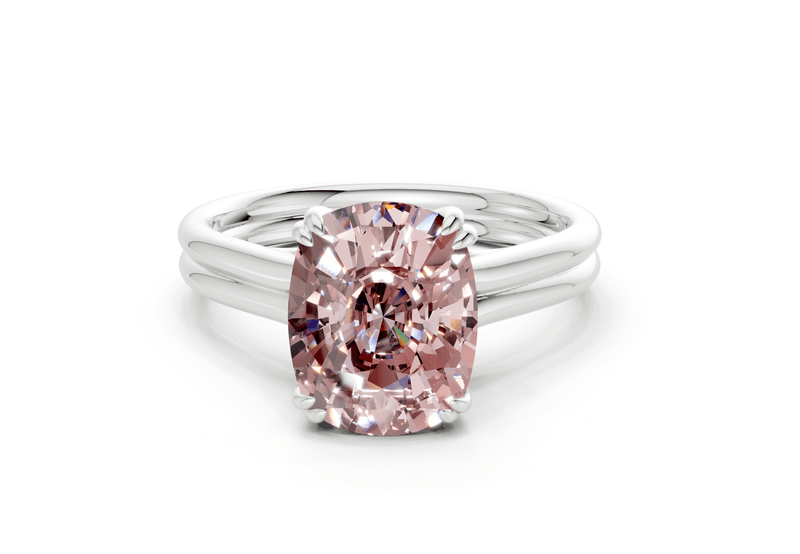 Audrey Pink Diamond Solitaire Elongated Cushion Cut 3.1mm Engagement Ring - Ring Premier