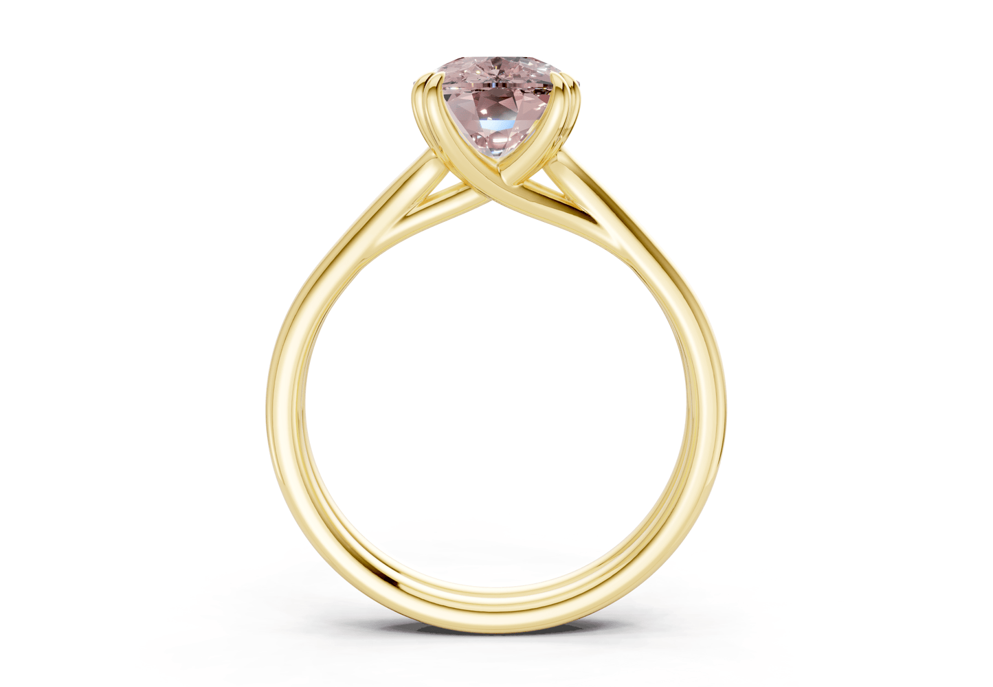 Audrey Pink Diamond Solitaire Elongated Cushion Cut 3.1mm Engagement Ring - Ring Premier