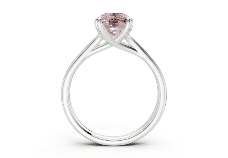 Audrey Pink Diamond Solitaire Elongated Cushion Cut 3.1mm Engagement Ring - Ring Premier