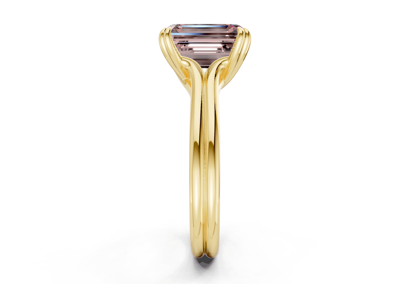 Audrey Pink Diamond Solitaire Emerald Cut 3.1mm Engagement Ring - Ring Premier