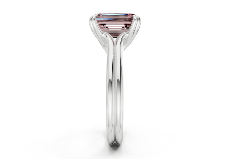 Audrey Pink Diamond Solitaire Emerald Cut 3.1mm Engagement Ring - Ring Premier