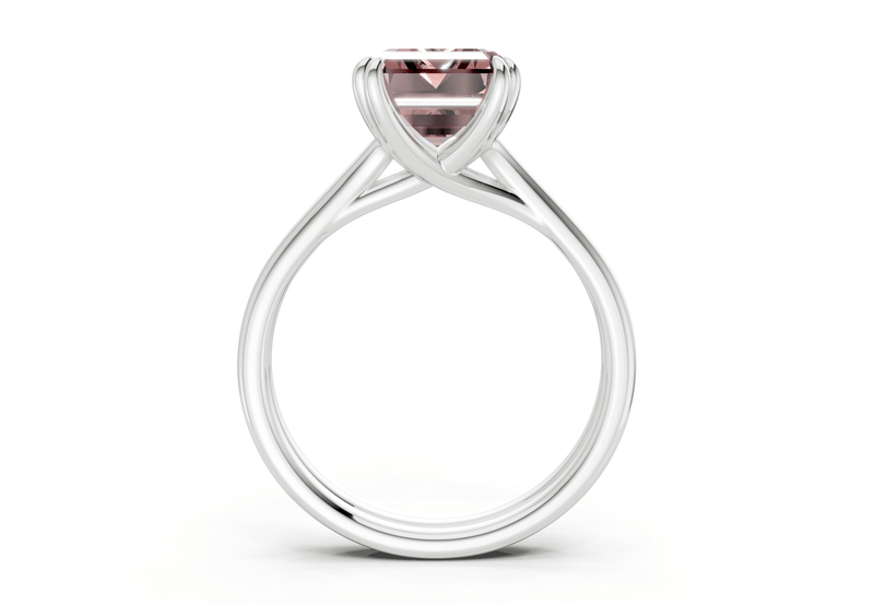 Audrey Pink Diamond Solitaire Emerald Cut 3.1mm Engagement Ring - Ring Premier