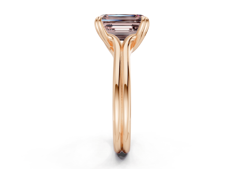 Audrey Pink Diamond Solitaire Emerald Cut 3.1mm Engagement Ring - Ring Premier