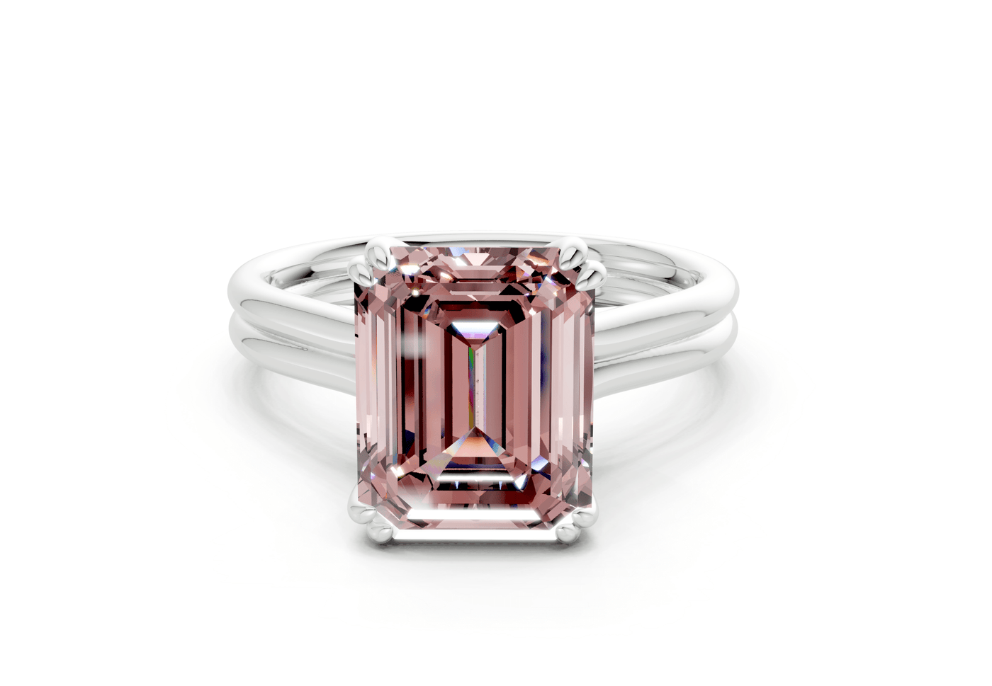 Audrey Pink Diamond Solitaire Emerald Cut 3.1mm Engagement Ring