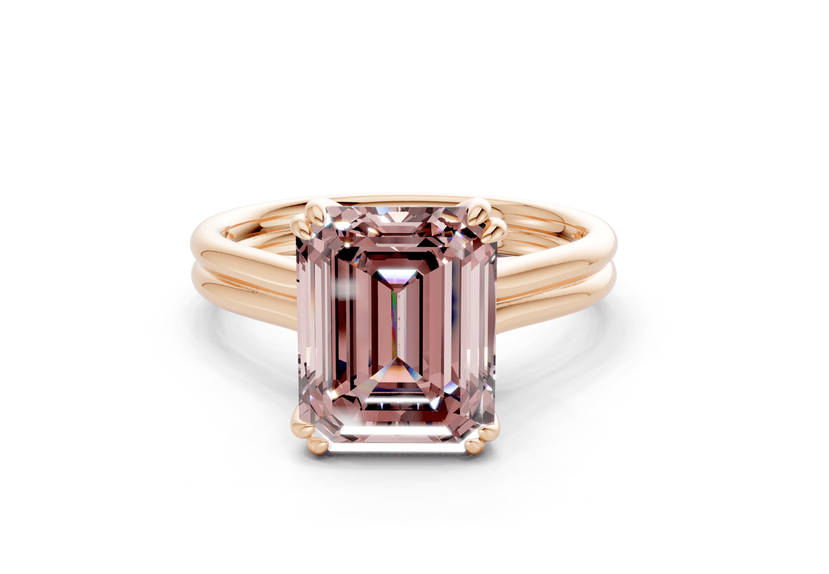 Audrey Pink Diamond Solitaire Emerald Cut 3.1mm Engagement Ring