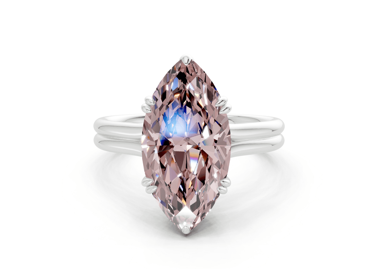 Audrey Pink Diamond Solitaire Marquise Cut 3.1mm Engagement Ring - Ring Premier