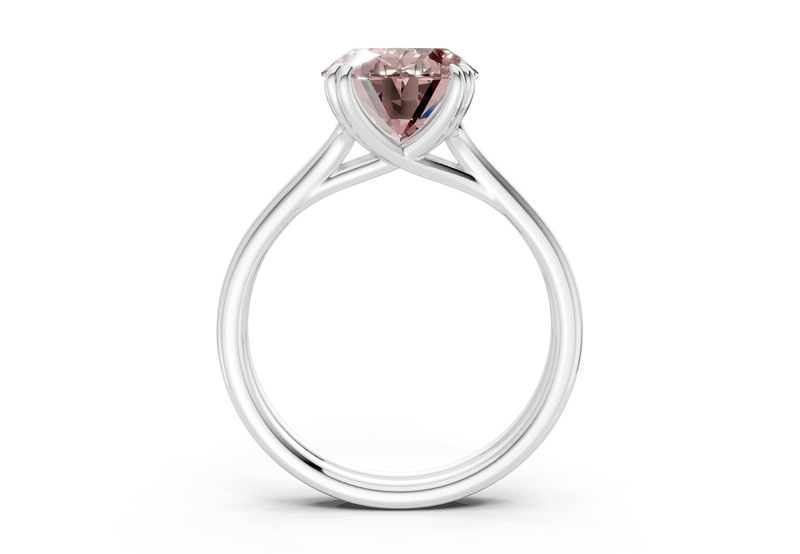 Audrey Pink Diamond Solitaire Oval Cut 3.1mm Engagement Ring - Ring Premier