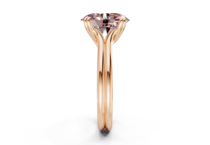 Audrey Pink Diamond Solitaire Oval Cut 3.1mm Engagement Ring - Ring Premier