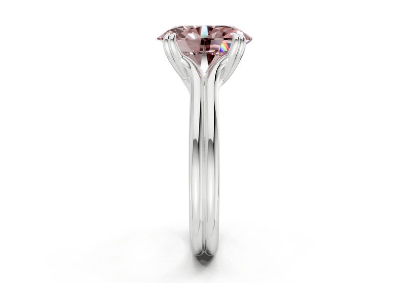 Audrey Pink Diamond Solitaire Oval Cut 3.1mm Engagement Ring - Ring Premier