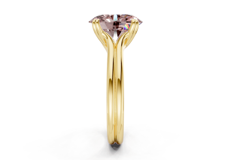Audrey Pink Diamond Solitaire Oval Cut 3.1mm Engagement Ring - Ring Premier