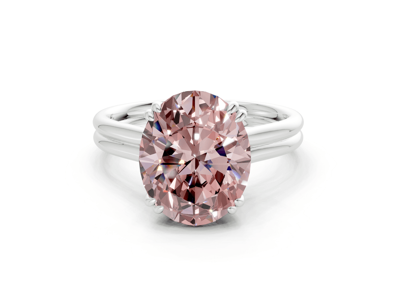 Audrey Pink Diamond Solitaire Oval Cut 3.1mm Engagement Ring - Ring Premier