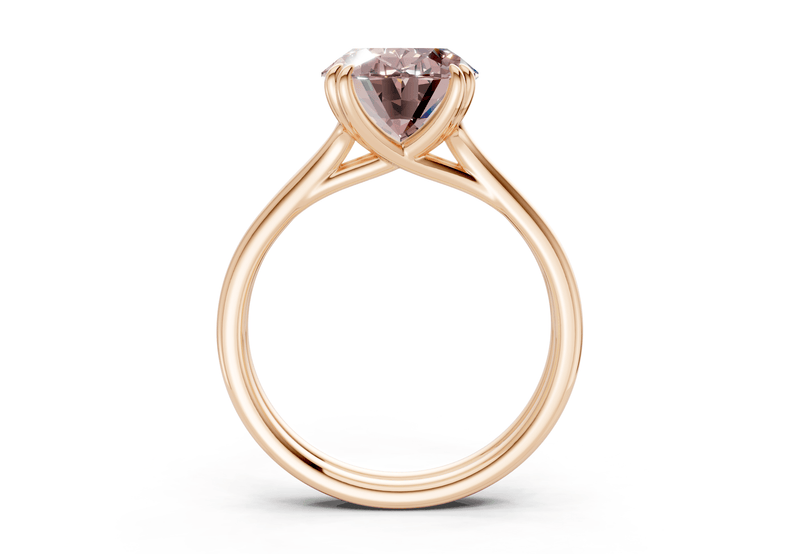 Audrey Pink Diamond Solitaire Oval Cut 3.1mm Engagement Ring - Ring Premier