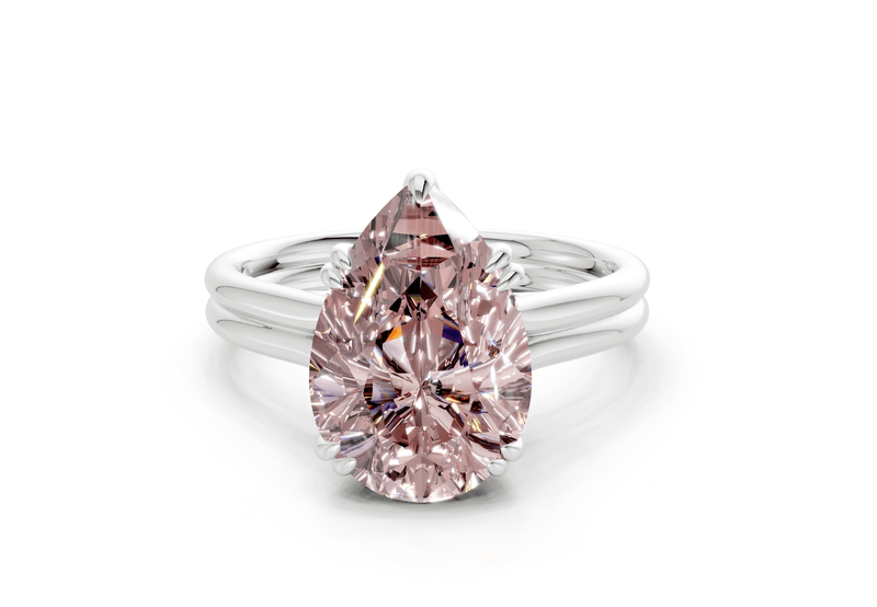 Audrey Pink Diamond Solitaire Pear Cut 3.1mm Engagement Ring - Ring Premier