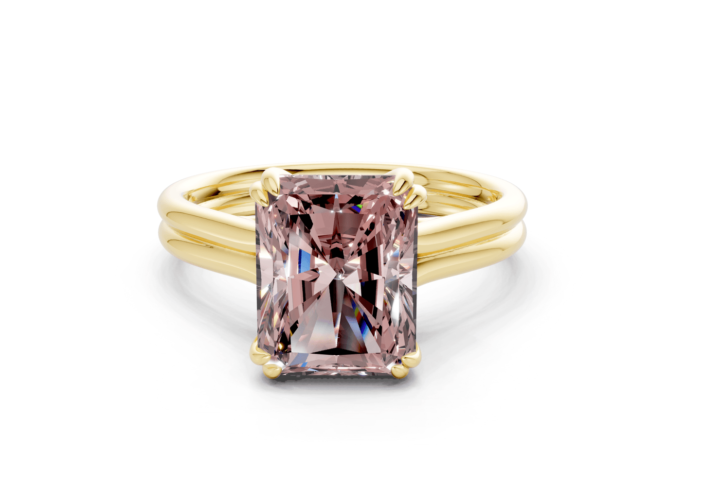 Audrey Pink Diamond Solitaire Radiant Cut 3.1mm Engagement Ring - Ring Premier