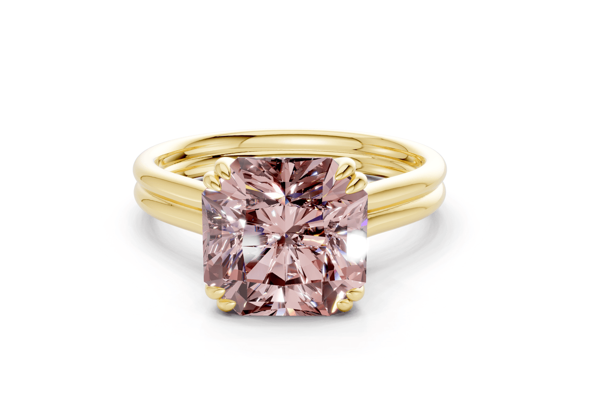 Audrey Pink Diamond Solitaire Radiant Squareuare Cut 3.1mm Engagement Ring