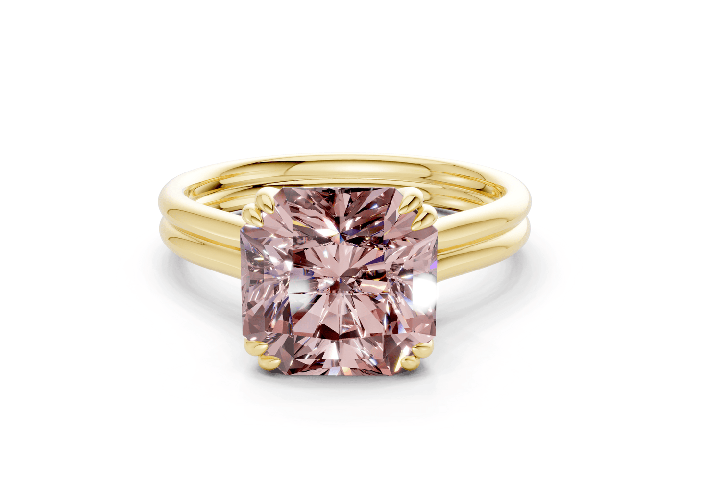 Audrey Pink Diamond Solitaire Radiant Squareuare Cut 3.1mm Engagement Ring - Ring Premier