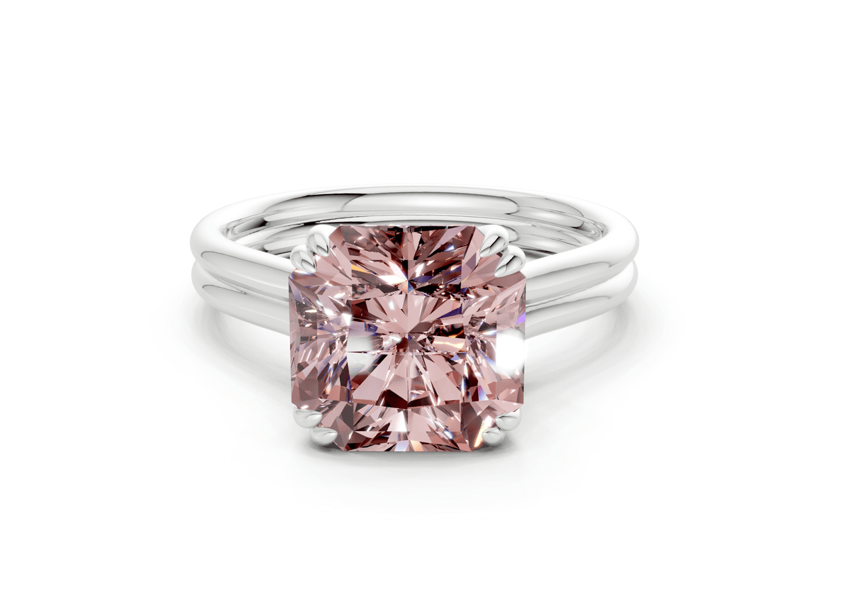 Audrey Pink Diamond Solitaire Radiant Squareuare Cut 3.1mm Engagement Ring