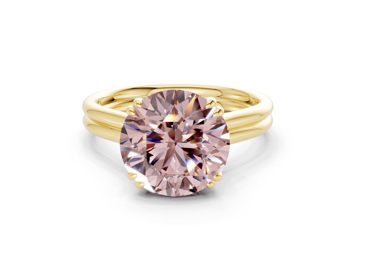 Audrey Pink Diamond Solitaire Round Cut 3.1mm Engagement Ring - Ring Premier