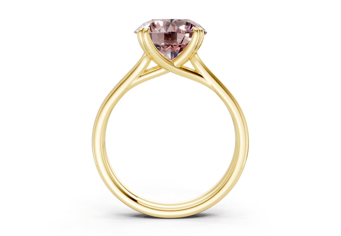 Audrey Pink Diamond Solitaire Round Cut 3.1mm Engagement Ring - Ring Premier