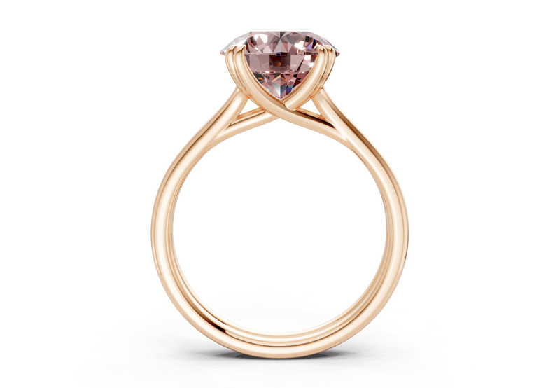 Audrey Pink Diamond Solitaire Round Cut 3.1mm Engagement Ring - Ring Premier