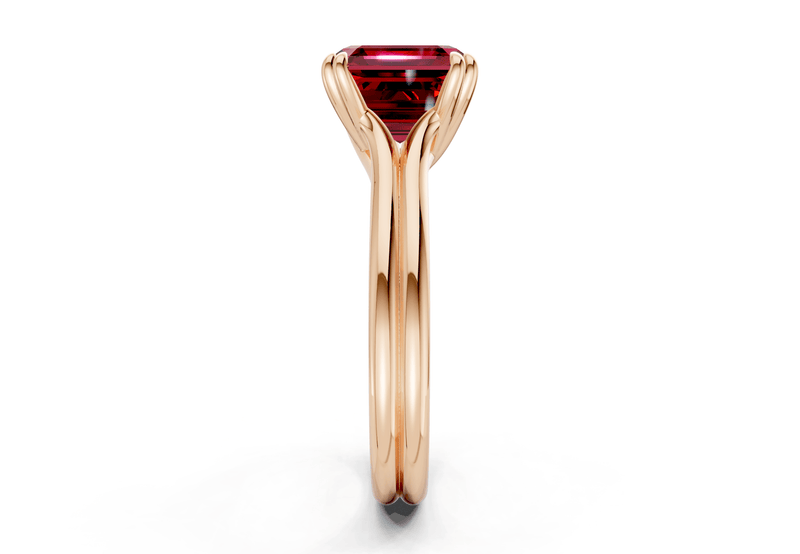 Audrey Ruby Gemstone Solitaire Asscher Cut 3.1mm Engagement Ring - Ring Premier
