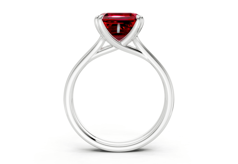 Audrey Ruby Gemstone Solitaire Asscher Cut 3.1mm Engagement Ring - Ring Premier