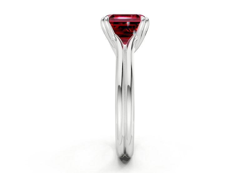 Audrey Ruby Gemstone Solitaire Asscher Cut 3.1mm Engagement Ring - Ring Premier