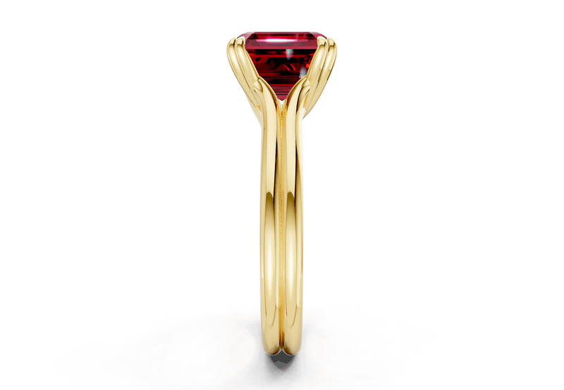 Audrey Ruby Gemstone Solitaire Asscher Cut 3.1mm Engagement Ring - Ring Premier