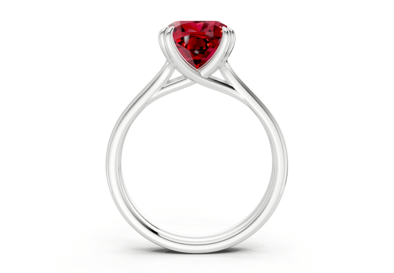 Audrey Ruby Gemstone Solitaire Cushion Squareuare Cut 3.1mm Engagement Ring - Ring Premier