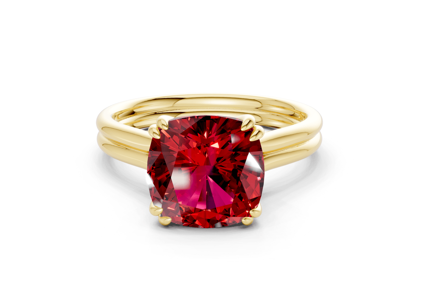 Audrey Ruby Gemstone Solitaire Cushion Squareuare Cut 3.1mm Engagement Ring - Ring Premier