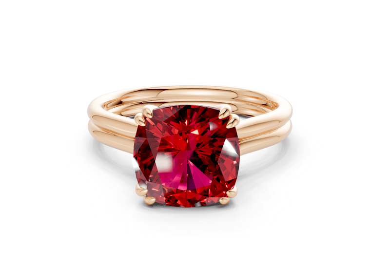 Audrey Ruby Gemstone Solitaire Cushion Squareuare Cut 3.1mm Engagement Ring - Ring Premier